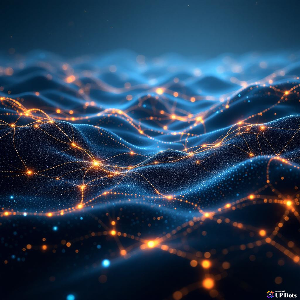 Abstract glowing neural network lines forming a beautiful landscape.