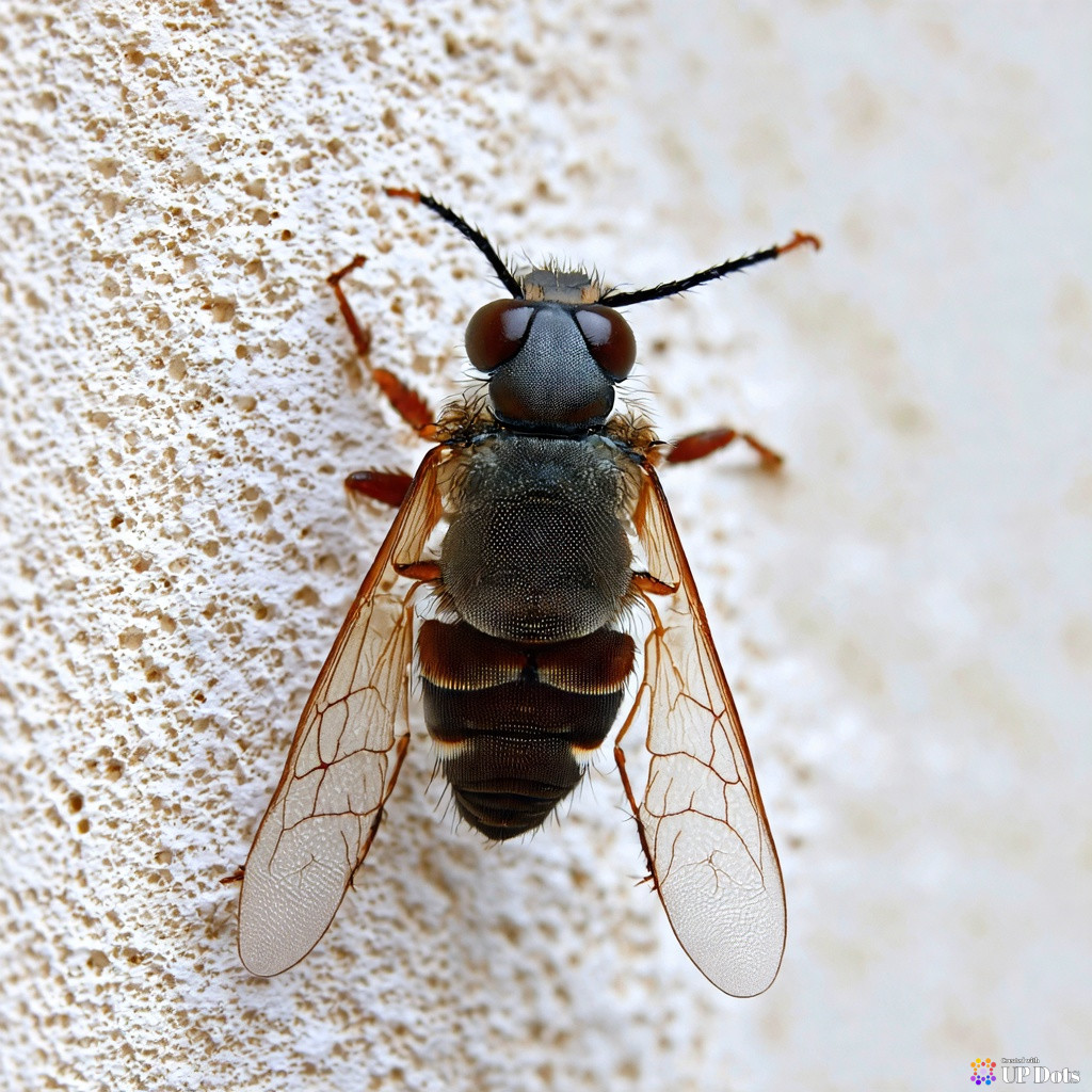 close up of a fly on a wall
